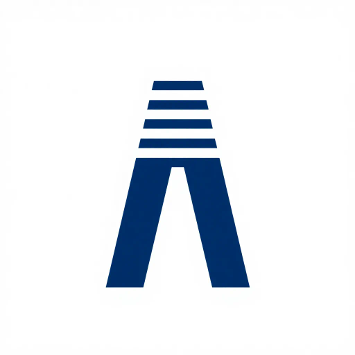 bold letter M, parallel strokes, tapering structure, upward hierarchy, indigo blue, geometric precision, vector design, minimalist aesthetic, structural elegance, balance and symmetry, clean composition, white background, modernist influences, Bauhaus geometry, minimal lines, disciplined form, artistic clarity