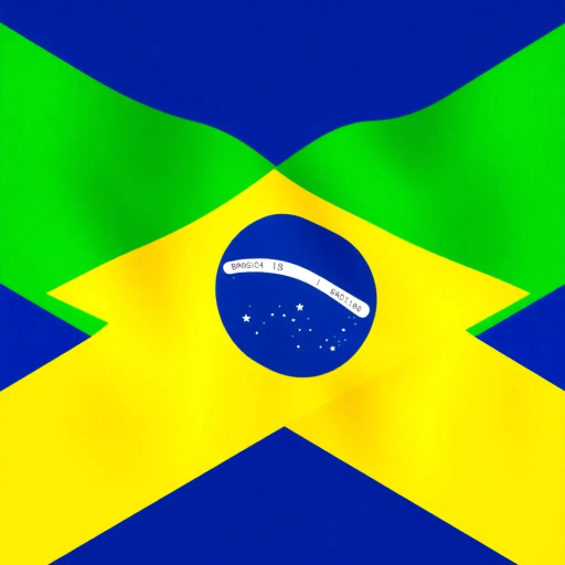 Brazilian flag, vibrant colors, modern digital interpretation, geometric shapes, vivid green, deep yellow, midnight blue, iconic symbolism, cultural pride, Henri Matisse influence, abstract representation, energy and movement, tropical essence, contemporary twist, luminosity, dynamic composition, national identity, artistic expression, unity and diversity, celebration of heritage, bold contrasts, visual impact, conceptual artistry, emotive design