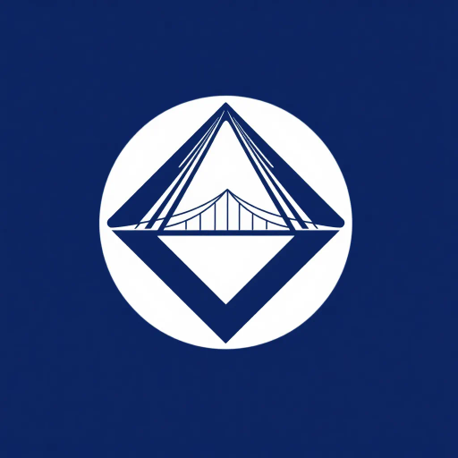 geometric design, lettermark logo, abstract composition, bold parallel strokes, V-shaped bridges, hierarchy levels, indigo blue, minimalistic vector art, flat design, clean lines, stark contrast, modern typography, precise angles, architectural influence, symmetry, spatial arrangement, contemporary aesthetics, visual hierarchy, white negative space, simplicity, structural balance