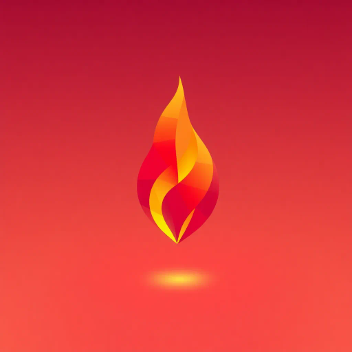 minimalistic design, geometric abstraction, vibrant colors, soft gradients, angular design, polygonal shapes, abstract flame, warm palette, glowing effect, simplified forms, modern aesthetic, flat shading, contrasting hues, visual balance, dynamic composition, contemporary art, clean lines, symbolic warmth, ethereal glow, luminous intensity, stylized representation, sharp edges, digital rendering, atmospheric lighting, delicate glow, artistic illusion, dynamic motion, elemental symbolism, fiery essence, spatial depth