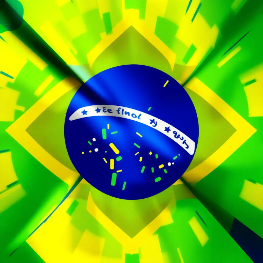 vivid colors, national symbol, Brazil, celestial sphere, infinite sky, tropical vibrancy, geometric symmetry, modernist influence, bold lines, emerald green, golden yellow, azure blue, luminescent glow, cultural pride, dynamic composition, contemporary elements, rhythmic energy, abstract representation, South American essence, harmonious balance, global unity, festive spirit, optical illusion, expansive space, contrasting tones