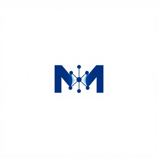 abstract design, letter M, logo, minimalism, geometric symmetry, vector art, indigo gradient, white background, Bauhaus influence, structural composition, node connection, modern aesthetics, elegant flow, clean lines, simplicity, dynamic form, modular design, technological theme, minimalist elegance, visual balance, artistic ingenuity, symmetrical design, connectivity, contemporary minimalism, visual metaphor, sleek lines, network tree structure, sophisticated design, innovative form, refined artistic vision, advanced composition, contemporary art