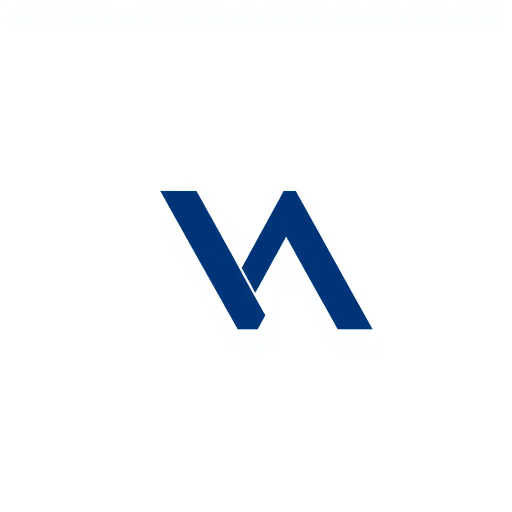 abstract M lettermark, geometric precision, two thick diagonal lines, sharp V convergence, bold solid indigo, minimal modern logo, geometric shapes, Bauhaus influence, dynamic symmetry, clean lines, minimalism, stark contrast, white background, conceptual simplicity, contemporary aesthetics, high-impact clarity