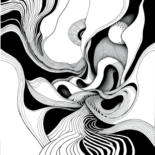 geometric shapes, intricate patterns, flowing lines, minimalist design, abstract expression, monochrome palette, dynamic movement, M.C. Escher influence, precise detailing, linear perspective, visual harmony, spatial depth, surreal geometry, optical illusions, mathematical precision, avant-garde composition, Escherian landscapes, pen and ink medium, black and white contrast, intersecting lines, detailed tessellation, fluid dynamics, rhythmic patterns, visual paradox, complex symmetry, creative geometry, fine linework, subtle gradients, modern abstraction, artistic innovation, interlocking forms, infinite loops, artistic paradox, surreal complexity, Escheresque illusions, visual enigma, artistic contemplation, intricate symbology