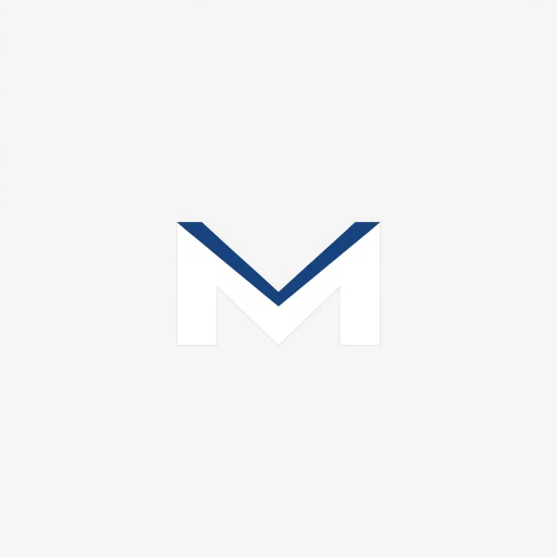 bold M logo, solid geometric letter, structured layers, subtle thin connector lines, indigo on white, modern minimal SaaS branding, flat vector, Bauhaus influence, clean design, minimalist aesthetics, structured composition, primary color palette, geometric precision, visual balance, negative space utilization, corporate identity, digital branding, contemporary design language, clarity in form, artistic geometry, Hans Hofmann influence, minimalist abstraction, precise symmetry, harmonious layout, sophisticated structure, sleek architecture, dynamic shape interplay, elegant form exploration, modernist simplicity, visual harmony, art deco elements, linear rhythm, refined simplicity, architectural grace