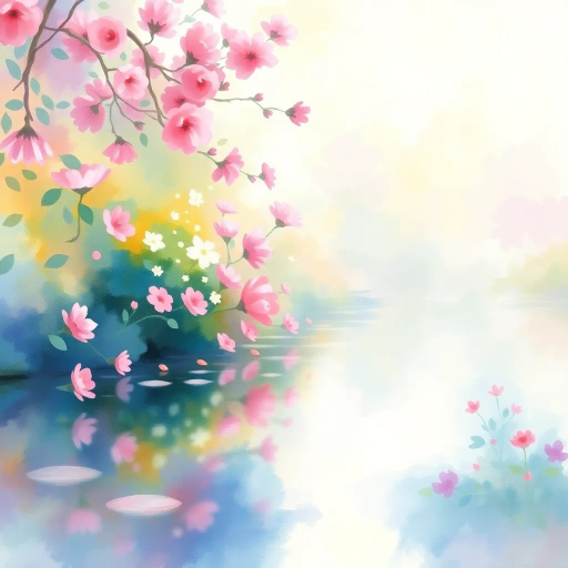 ethereal watercolors, ethereal landscapes, Claude Monet, impressionism, impressionistic, soft pastels, vibrant pastel hues, fluid movement, fluid brushstrokes, dreamy haze, luminous light play, nature's serenity, garden landscapes, reflections in water, painterly brushstrokes, tranquil ambiance, translucent layers, diffused light, organic forms, vibrant blooms, delicate washes, atmospheric depth, emotional resonance, nature reflection, serene waterways, gentle gradient transitions, soft focus, visual poetry, dreamy ambiance, tranquil scenery, artistic harmony, expressive color palette, contemplative mood, harmonious color palette, plein air essence