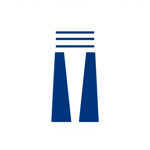 bold letter M, parallel strokes, tapering structure, upward hierarchy, indigo blue, geometric precision, vector design, minimalist aesthetic, structural elegance, balance and symmetry, clean composition, white background, modernist influences, Bauhaus geometry, minimal lines, disciplined form, artistic clarity