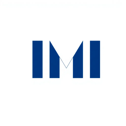 bold M logo mark, solid geometric letter, thin horizontal connector lines, structured layers, indigo on white, modern minimal SaaS branding, flat vector, minimalist aesthetics, Bauhaus influence, clean design, precision technique, sharp angles, corporate elegance, brand identity, contemporary sophistication, grid-inspired composition, visual harmony, digital symmetry, professional polish, innovative typography, strategic simplicity