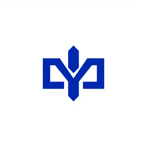 minimal M logo, two vertical strokes, perspective convergence, depth, hierarchy, solid indigo blue, geometric structure, modern tech design, flat vector illustration, clean lines, white background, contemporary aesthetics, precision, symmetry, balance, futuristic approach, sleek elegance, simplicity, innovation, dynamic form, visual impact