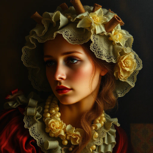 hyperrealistic, vivid colors, chiaroscuro lighting, intricate textures, classical realism, emotional depth, dramatic composition, rich detail, lifelike representation, Rembrandt influence, dynamic range, oil painting techniques, Vermeer inspiration, ethereal atmosphere, depth of field, intricate backgrounds, light and shadow interplay, tangible surfaces, 17th-century painting nostalgia, harmonic balance, nuanced shading, immersive perspective, timeless quality