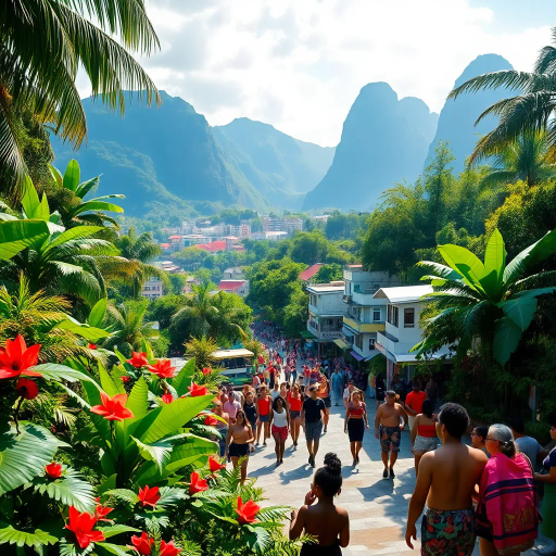 tropical paradise, vibrant rainforest, Rio Carnival, Brazilian culture, Jorge Selarón, Carmen Miranda, exuberant colors, lush vegetation, dynamic samba dancers, vivid patterns, Amazon River, exotic wildlife, modern architecture, indigenous art, celebratory mood, Afro-Brazilian heritage, vibrant street scenes, bold compositions, fluid movement, warmth and energy, sunlit landscapes, urban diversity, festive atmosphere, contemporary influences, chromatic brilliance