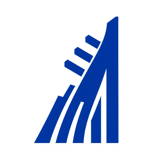 bold letter M, parallel strokes, tapering structure, upward hierarchy, indigo blue, geometric precision, vector design, minimalist aesthetic, structural elegance, balance and symmetry, clean composition, white background, modernist influences, Bauhaus geometry, minimal lines, disciplined form, artistic clarity, Wassily Kandinsky, abstract modernism, serene ambiance, sleek transitions, simplified geometry, artistic sophistication, intellectual minimalism, visual harmony, refined contours, avant-garde expression