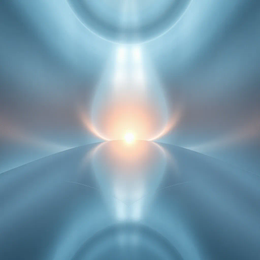 silvery hues, metallic sheen, future landscapes, reflective surfaces, ethereal glow, James Turrell influences, modernist style, soft gradients, ambient lighting, celestial theme, sleek forms, Bauhaus geometry, contemporary elegance, high contrast, luminous textures, abstract interpretation, futuristic ambiance, polished appearance, dynamic symmetry, expansive compositions