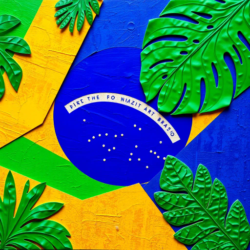 vivid colors, national symbol, Brazil, celestial sphere, infinite sky, tropical vibrancy, geometric symmetry, modernist influence, bold lines, emerald green, golden yellow, azure blue, luminescent glow, cultural pride, dynamic composition, contemporary elements, rhythmic energy, abstract representation, South American essence, harmonious balance, global unity, festive spirit, optical illusion, expansive space, contrasting tones