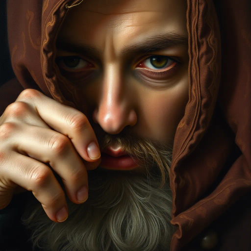 hyper-realistic portrayal, detailed textures, chiaroscuro lighting, vibrant and muted color palette, emotional depth, large scale framing, Renaissance influence, lifelike representation, dramatic composition, John Singer Sargent, Vermeer influences, vivid realism, intricate patterns, timeless atmosphere, focus on facial expressions, subtle brushwork, three-dimensional depth, intimate perspective, storytelling elements, realistic textures, meticulous detail