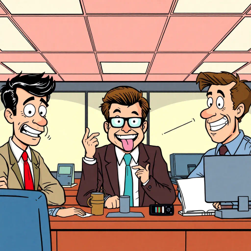 quirky office dynamics, satirical humor, workplace camaraderie, exaggerated expressions, vibrant color palette, Roy Lichtenstein influence, pop art style, 2000s television aesthetics, situational comedy, character-driven narrative, expressive line work, playful panel composition, American sitcom culture, sarcastic undertones, humorous exaggeration, iconic character archetypes, everyday life, close-knit work environment, visual storytelling, lighthearted mood, cultural zeitgeist, banter-infused dialogue