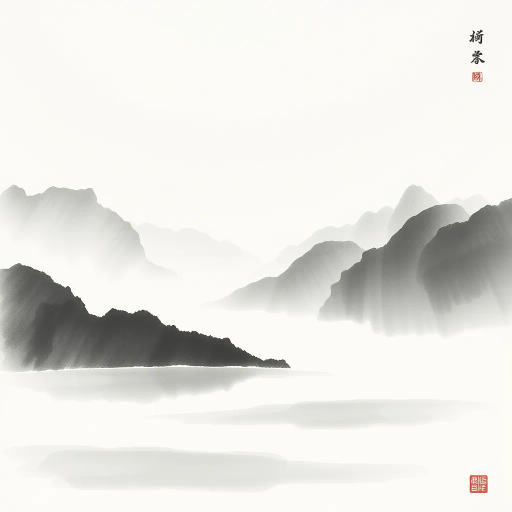 traditional Chinese ink painting, delicate brushstrokes, Zhao Mengfu, minimalistic landscapes, monochromatic palette, ancient dynasties, ethereal beauty, fluid motion, tranquil lakes, majestic mountains, subtle gradients, poetic interpretations, timeless elegance, cultural symbolism, spiritual essence, balance and harmony, ink wash technique, aesthetic simplicity, nature-inspired elements, traditional artistry