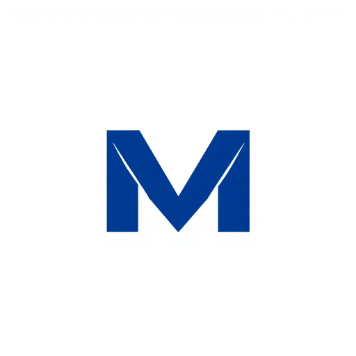ultra minimal M logo, bold angled strokes, geometric design, clean vector form, solid indigo, #3D63DD, pure letterform, simplicity, modernism, stark contrast, abstraction, precision, clarity, Bauhaus influence, minimalism, white background, negative space, symmetry, balance, monochrome palette, contemporary aesthetic, art deco hints, digital vector art, sharp edges, sleek design, graphic elements, typographic exploration