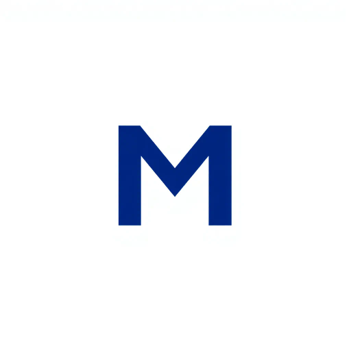 minimal M logo, perspective convergence, hierarchy, solid indigo blue, geometric structure, flat vector, white background, Bauhaus influences, clean lines, symmetry, contemporary aesthetics, spatial innovation, futurism, abstraction, innovative branding, precision, dynamic form, visual impact, sleek elegance, simplicity, innovative branding, balanced composition, spatial depth, modernist aesthetic, avant-garde, technological sophistication, high-tech minimalism, structural elegance, artistic elegance, futurism, geometric innovation, modern tech design