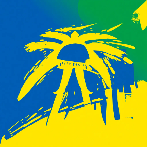 Brazilian flag, vibrant colors, modern digital interpretation, geometric shapes, vivid green, deep yellow, midnight blue, iconic symbolism, cultural pride, Henri Matisse influence, abstract representation, energy and movement, tropical essence, contemporary twist, luminosity, dynamic composition, national identity, artistic expression, unity and diversity, celebration of heritage, bold contrasts, visual impact, conceptual artistry, emotive design