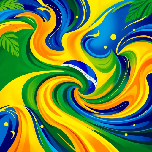 vivid colors, national symbol, Brazil, celestial sphere, infinite sky, tropical vibrancy, geometric symmetry, modernist influence, bold lines, emerald green, golden yellow, azure blue, luminescent glow, cultural pride, dynamic composition, contemporary elements, rhythmic energy, abstract representation, South American essence, harmonious balance, global unity, festive spirit, optical illusion, expansive space, contrasting tones