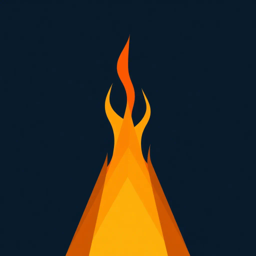 minimalist fire elements, geometric abstraction, vibrant color palette, Bauhaus design, warm hues, dynamic illumination, symmetrical balance, simplification techniques, polygonal shapes, energetic composition, modernist influence, depth perception, visual harmony, artistic economy