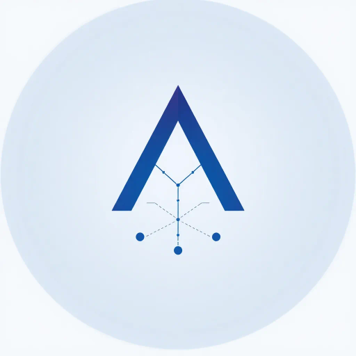 abstract letter M logo, geometric precision, peak as parent node, child nodes below, branching lines, tree hierarchy, indigo gradient, smooth transition, minimal vector, clean lines, white background, modern design, sleek composition, symmetry, interconnectedness, network symbolism, mathematical aesthetics, futuristic, elegant simplicity, negative space utilization