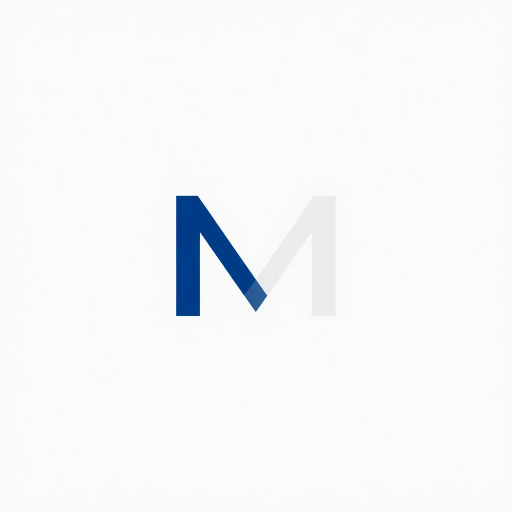bold M logo mark, solid geometric letter, structured layers, subtle thin horizontal connector lines, indigo on white, modern minimal SaaS branding, flat vector, modernist simplicity, Bauhaus influence, clean design, minimalist aesthetics, structured composition, primary color palette, geometric precision, visual balance, negative space utilization, corporate identity, digital branding, contemporary design language, clarity in form, artistic geometry, Hans Hofmann influence, minimalist abstraction, precise symmetry, harmonious layout, sophisticated structure, sleek architecture, dynamic shape interplay, elegant form exploration, modernist elegance, structured beauty, balanced negative and positive space, creative logo identity, simplicity and complexity in harmony