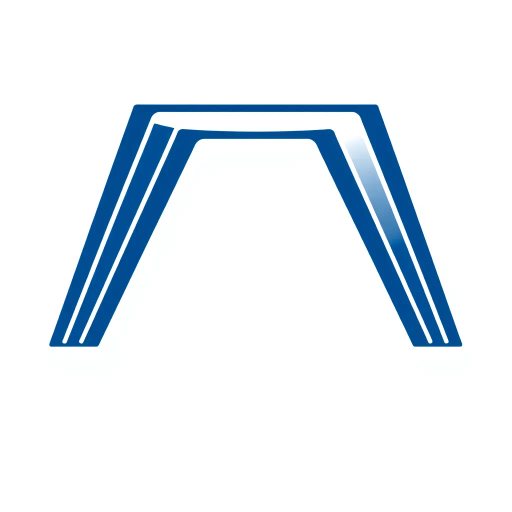 bold letter M, logo design, parallel strokes, subtly tapering, upward hierarchy, structure, solid indigo blue, clean geometric vector, white background, minimalist style, modernist design, Bauhaus influence, negative space, precision, symmetry, sleek lines, contemporary aesthetics, iconic branding, dynamic movement, visual balance, artistic clarity, abstraction, graphic design principles