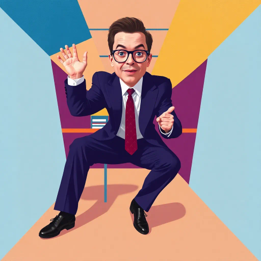 michael scott, geometric abstraction, vibrant colors, complex shapes, post-modernism, cubist influences, office humor, dynamic perspective, symmetrical balance, clean lines, minimalist textures, pop culture reference, expressive composition, playful mood, sharp angles, bold contrasts, workplace symbolism, art deco elements, Steve Carell as muse, contemporary setting, thematic depth