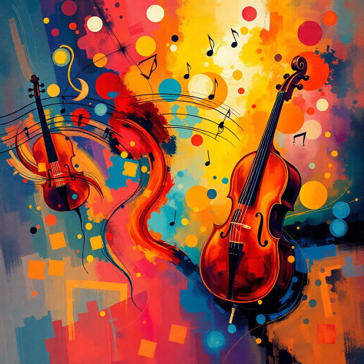 symphony of colors, harmonious compositions, dynamic rhythms, vibrant hues, melodic lines, impressionism meets cubism, ethereal lighting, abstract forms, musical instruments, flowing movement, elegant brushstrokes, fluid textures, sound waves depicted visually, Wassily Kandinsky inspiration, Baroque influence, immersive atmosphere, emotional resonance, multidimensional space, artistic synthesis, visual symphony, expressive interplay, kaleidoscopic perspective, vibrant interplay, auditory visual fusion, ephemeral luminosity, orchestrated chaos, melodic abstraction, tactile dimension, transcendent harmonies, evocative symphony, experimental soundscapes, conceptual fusion