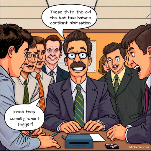 satirical humor, everyday life, workplace dynamics, vibrant colors, exaggerated expressions, quirky characters, Michael Scott, camera angles, documentary style, playful tone, American culture, ensemble cast, office environment, comedic timing, mockumentary feel, panel layout, speech bubbles, visual storytelling, relatable scenarios, improvisational flair, modern setting, emotional undertones, character development, symbolic objects