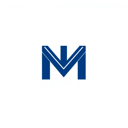 bold letter M, logo design, parallel strokes, tapering lines, upward hierarchy, geometric precision, solid indigo blue, minimalist composition, clean vector lines, modernist influences, structured symmetry, precise angles, dynamic balance, corporate identity, white background, Bauhaus inspiration, vector artwork, abstract simplicity, disciplined geometry, visual clarity