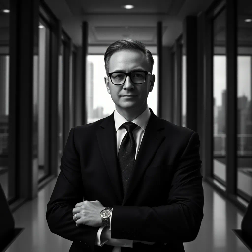 executive portrait, modern office, chiaroscuro lighting, sleek design, authority, power, business attire, professional setting, sharp focus, corporate environment, elegance, high-rise building, urban backdrop, soft shadows, confidence, leadership, minimalistic, CEO style, monochromatic color palette, sophisticated, balanced composition, dynamic angles, reflective surfaces, formal posture, 21st century, urban chic, commanding presence, Ansel Adams, modernism, abstract shapes, metallic textures, depth of field, contemporary influence