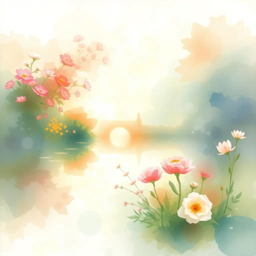 ethereal watercolors, Claude Monet, impressionism, soft pastels, fluid movement, dreamy haze, nature's serenity, garden landscapes, reflections in water, painterly brushstrokes, tranquil ambiance, translucent layers, diffused light, organic forms, vibrant blooms, delicate washes, plein air essence, contemplative mood, harmonious color palette, watercolor washes, pastel hues, delicate textures, ethereal landscapes, impressionistic brushwork, Monet influence, gentle tonal shifts, 19th-century romanticism, serene tranquility, fluid dynamics, luminous glow, expressive serenity, abstract impressions, organic flow, light-filled compositions, atmospheric space, dreamlike essence, subtle narrative, visual poetry, natural harmony