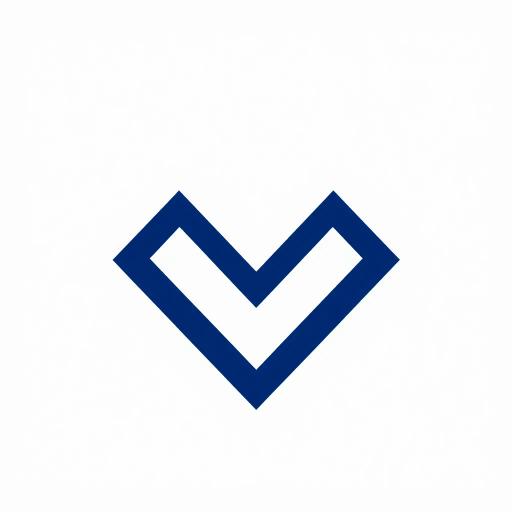 abstract M lettermark, bold design, minimalist aesthetics, modern logo, geometric precision, sharp V convergence, diverging lines, thick diagonal elements, solid indigo hue, striking visual contrast, elegant simplicity, white canvas background, Bauhaus influence, crisp and clean lines, graphic design, contemporary artistry, precise alignment, visual identity, innovative branding, sleek and sophisticated, artistic intent, Claude Garamond, high visual impact, symbolism of unity and balance