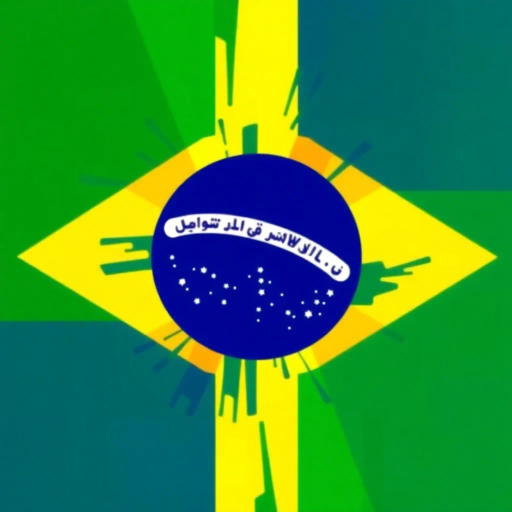 Brazilian flag, vibrant colors, modern digital interpretation, geometric shapes, vivid green, deep yellow, midnight blue, iconic symbolism, cultural pride, Henri Matisse influence, abstract representation, energy and movement, tropical essence, contemporary twist, luminosity, dynamic composition, national identity, artistic expression, unity and diversity, celebration of heritage, bold contrasts, visual impact, conceptual artistry, emotive design