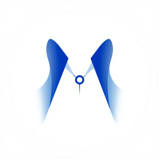 abstract design, letter M, minimalist elegance, geometric symmetry, vector art, indigo gradient, white background, Bauhaus influence, structural composition, node connection, modern aesthetics, elegant flow, sleek lines, visual balance, contemporary minimalism, network tree structure, dynamic form, technological theme, artistic ingenuity, connectivity, innovative form, refined artistic vision, advanced composition, symmetrical design, sophisticated design, abstract metaphors, streamlined visuals, graphic finesse, modular design, clean simplicity, structural hierarchy