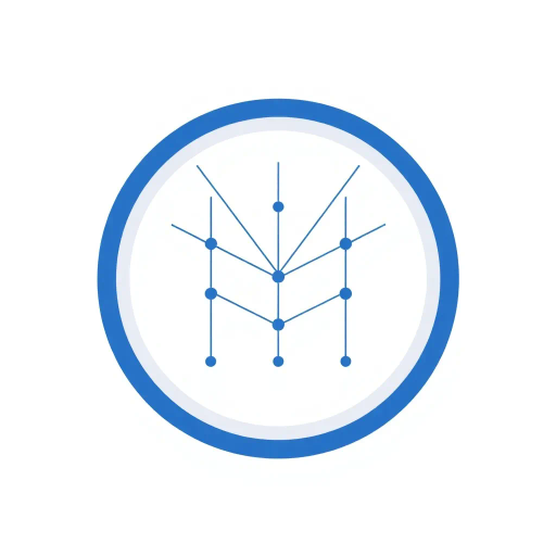 abstract design, letter M, minimalist composition, geometric symmetry, thin branching lines, indigo gradient, Bauhaus influence, vector art, white background, contemporary art, modern aesthetics, dynamic form, visual balance, artistic ingenuity, structural hierarchy, sleek lines, elegant flow, network tree structure, technological theme, clean simplicity, modular design, node connection, sophisticated design, visual metaphor, refined artistic vision, innovative form, streamlined visuals, advanced composition, connectivity, symmetry, minimalist elegance, pristine aesthetics