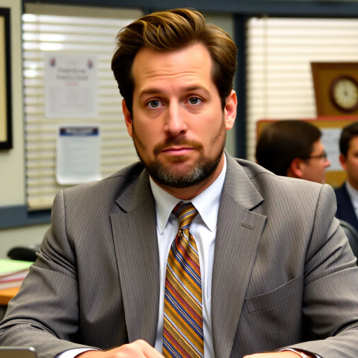 Michael Scott, The Office, sitcom humor, workplace comedy, Steve Carell, absurdity, awkward moments, lighthearted, character-driven narrative, 2000s era, satire, ironic humor, everyday office life, mundane to hilarious, ensemble cast, popular culture, Dunder Mifflin, Scranton branch, documentary style, television history, charismatic boss, improvised dialogue, heartfelt, relatable, absurd interactions, office antics, paper company, breaking the fourth wall