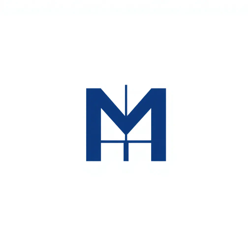 bold letter M logo, solid geometric M shape, V-shaped connector lines, tree branches, hierarchy levels, indigo blue, flat vector, clean modern SaaS logo, white background, Bauhaus influence, minimalist design, sans-serif art, sleek branding, vector precision, crisp outlines, modernist aesthetic, structural symmetry, contemporary design principles, logo minimalism, corporate identity, abstract representation, visual hierarchy, graphic design elements, professional simplicity