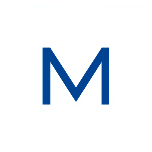 bold letter M logo, solid geometric M shape, V-shaped connector lines, tree branches, hierarchy levels, indigo blue, flat vector, clean modern SaaS logo, white background, Bauhaus influence, minimalist design, sans-serif art, sleek branding, vector precision, crisp outlines, modernist aesthetic, structural symmetry, contemporary design principles, logo minimalism, corporate identity, abstract representation, visual hierarchy, graphic design elements, professional simplicity
