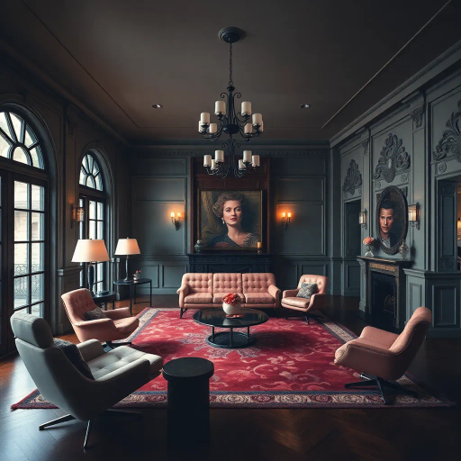 luxurious, avant-garde, Eames-style, Scandinavian minimalism, Art Deco influences, chiaroscuro lighting, rich mahogany and velvet textures, Bauhaus functionality, vibrant pastels, ornate baroque carvings, surrealist abstraction, ergonomic design, mid-century modern era, geometric symmetry, innovative craftsmanship, eclecticism, dynamic angles, rustic charm, industrial chic, postmodern aesthetics, emotional warmth, visual harmony, cultural fusion