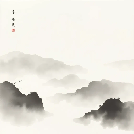 traditional chinese ink wash, minimalistic elegance, serene landscapes, Liu Shou-Kwan, soft gradients, flowing brushwork, monochrome palette, delicate textures, introspective mood, atmospheric depth, ancient Chinese heritage, meditative visuals, harmonious balance, elegant simplicity, cultural symbolism, elegant calligraphy, ethereal mists, timeless beauty, spiritual journey, intricate line quality, profound serenity, tranquil tone, classical composition, restrained palette, intrinsic harmony