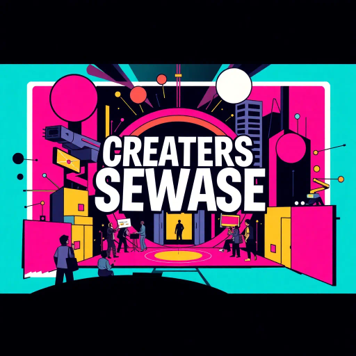 futuristic, innovative design, creators showcase, dynamic composition, engaging, playful typography, Bauhaus influences, vibrant color palette, geometric abstraction, collaborative energy, contemporary illustration, community spirit, bold lines, creative expression, digital media, interactive elements, expressive, modern aesthetics, storytelling, artistic flair