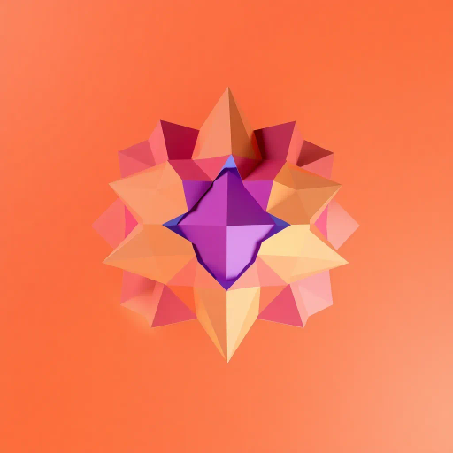 geometric abstraction, low polygon count, vibrant hues, sharp angles, minimalistic design, warm color palette, dynamic movement, gentle flicker, chiaroscuro lighting, contemporary art style, triangular facets, gradient transitions, 3D rendering techniques, atmospheric shadows, simplicity in complexity, meta modernism, abstract symbolism, energetic flow, clean lines, digital sculpting