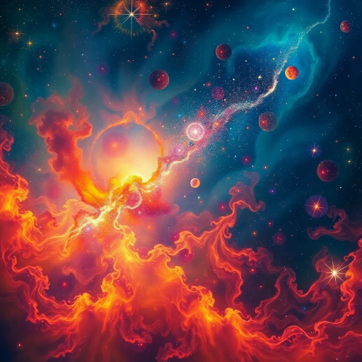 cosmic expanse, celestial bodies, nebula, starscape, vivid galaxies, ethereal glow, swirling star clusters, Salvador Dalí influence, surrealism, infinite universe, luminescent colors, vibrant nebulas, ethereal textures, dreamscape, cosmic tapestry, interstellar clouds, otherworldly landscapes, vastness, cosmic energy, astral phenomena, twinkling stars, transcendent, mythical dimensions, galactic panorama, celestial harmony, balance, deep space