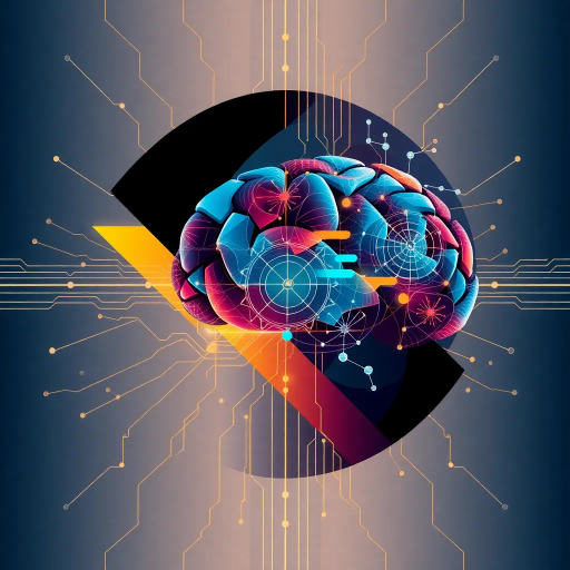 futuristic design, abstract patterns, vibrant colors, conceptual thinking, artificial intelligence, interconnected networks, neural pathways, geometric composition, bold lines, intricate details, dynamic flow, technological influence, modern aesthetics, high contrast, symbolic representation, visual metaphors, complexity and simplicity, digital age, technological synergy, visual impact