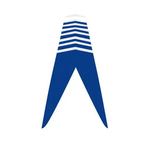 bold letter M, parallel strokes, tapering structure, upward hierarchy, indigo blue, geometric precision, vector design, minimalist aesthetic, structural elegance, balance and symmetry, clean composition, white background, modernist influences, Bauhaus geometry, minimal lines, disciplined form, artistic clarity, refined simplicity, precise alignment, dynamic linearity, cool tones, serene ambiance, visual purity, architectural metaphor, streamlined form, abstract elegance, contextual harmony