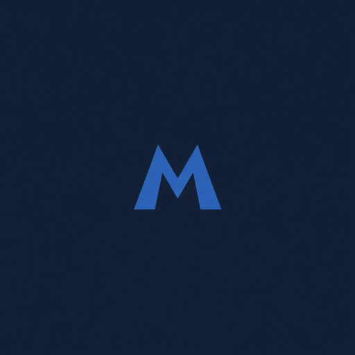 minimal M logo, perspective convergence, depth, hierarchy, solid indigo blue, geometric forms, modern tech design, flat vector, Bauhaus influences, clean lines, symmetry, contemporary aesthetics, spatial innovation, futurism, precision, abstraction, innovative branding, structural elegance, two vertical strokes, geometric structure, balance, futuristic approach, sleek elegance, simplicity, innovation, dynamic form, visual impact, abstract expressionism, digital mastery, modernist influence, precise geometry, balanced composition, visionary design, minimalist boldness